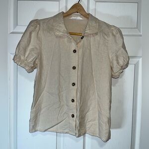 DownEast Beige Button-Down Shirt